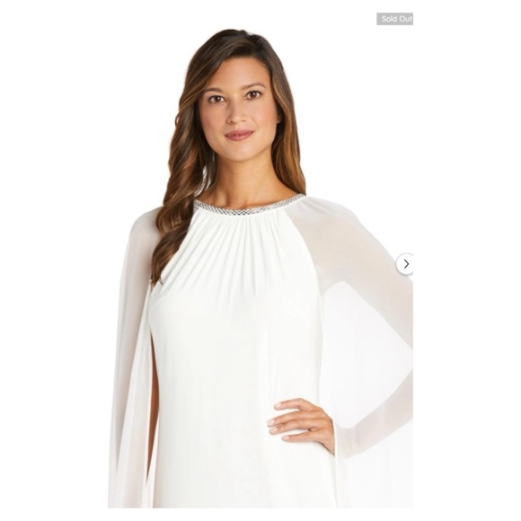 R&M Richards Long Formal Cape Gown in Ivory - Picture 2 of 10